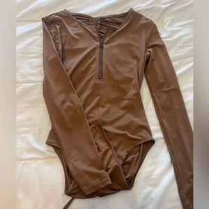 SHEIN Brown Long Sleeve Bodysuit